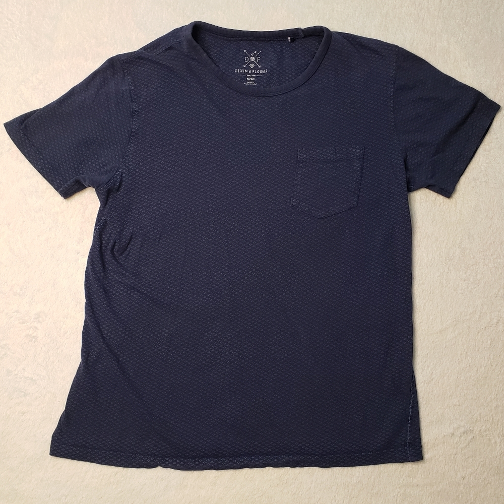 Denim & Flower Dark Blue Patterned Tshirt - Medium